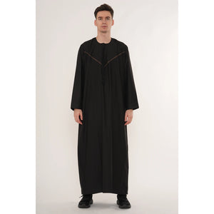 HM10 - Men's Emirati Omani Zipped Embroidery Thobe-TruClothing