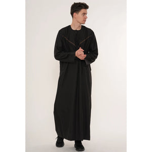 HM10 - Men's Emirati Omani Zipped Embroidery Thobe-TruClothing