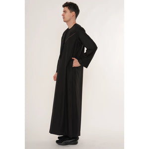 HM10 - Men's Emirati Omani Zipped Embroidery Thobe-TruClothing