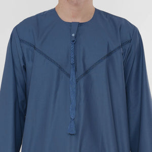HM10 - Men's Emirati Omani Zipped Embroidery Thobe-TruClothing