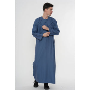 HM10 - Men's Emirati Omani Zipped Embroidery Thobe-TruClothing