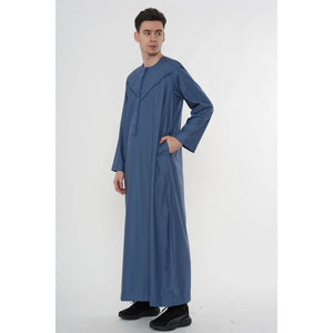 HM10 - Men's Emirati Omani Zipped Embroidery Thobe-TruClothing