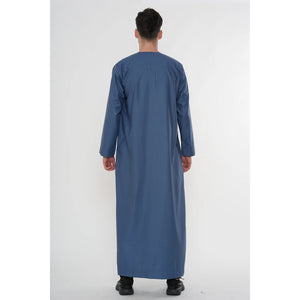 HM10 - Men's Emirati Omani Zipped Embroidery Thobe-TruClothing
