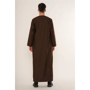 HM10 - Men's Emirati Omani Zipped Embroidery Thobe-TruClothing