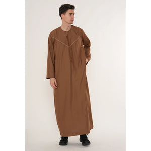 HM10 - Men's Emirati Omani Zipped Embroidery Thobe-TruClothing