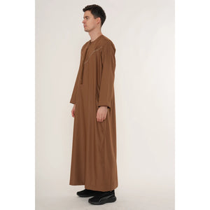 HM10 - Men's Emirati Omani Zipped Embroidery Thobe-TruClothing