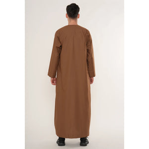 HM10 - Men's Emirati Omani Zipped Embroidery Thobe-TruClothing