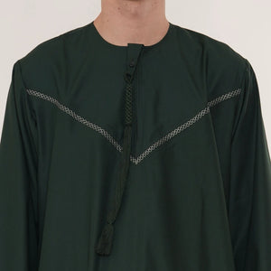 HM10 - Men's Emirati Omani Zipped Embroidery Thobe-TruClothing
