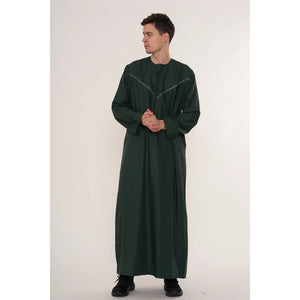 HM10 - Men's Emirati Omani Zipped Embroidery Thobe-TruClothing