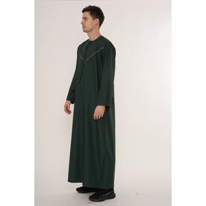 HM10 - Men's Emirati Omani Zipped Embroidery Thobe-TruClothing