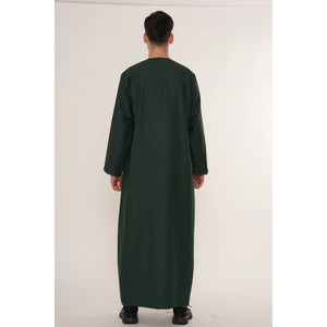 HM10 - Men's Emirati Omani Zipped Embroidery Thobe-TruClothing