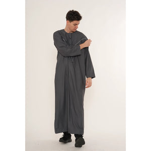 HM10 - Men's Emirati Omani Zipped Embroidery Thobe-TruClothing