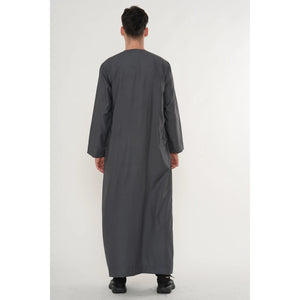 HM10 - Men's Emirati Omani Zipped Embroidery Thobe-TruClothing