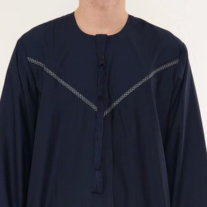 HM10 - Men's Emirati Omani Zipped Embroidery Thobe-TruClothing