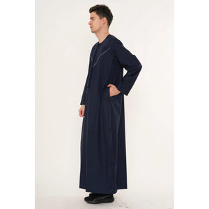 HM10 - Men's Emirati Omani Zipped Embroidery Thobe-TruClothing