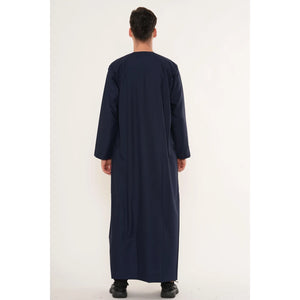 HM10 - Men's Emirati Omani Zipped Embroidery Thobe-TruClothing