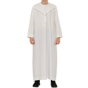 HM10 - Men's Emirati Omani Zipped Embroidery Thobe-TruClothing