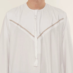 HM10 - Men's Emirati Omani Zipped Embroidery Thobe-TruClothing