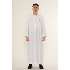 HM10 - Men's Emirati Omani Zipped Embroidery Thobe-TruClothing