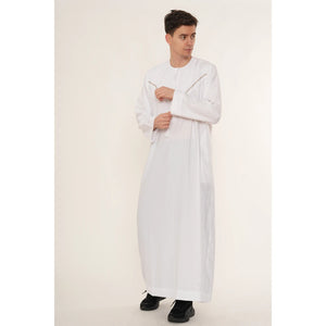 HM10 - Men's Emirati Omani Zipped Embroidery Thobe-TruClothing