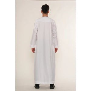 HM10 - Men's Emirati Omani Zipped Embroidery Thobe-TruClothing