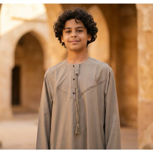 HM11 - Boy's Thobe Emirati Omani Bobble Button String Tassel-TruClothing