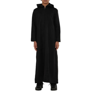 HM12 - Boy's Hooded Suede Emirati Omani Zipped Thobe-TruClothing