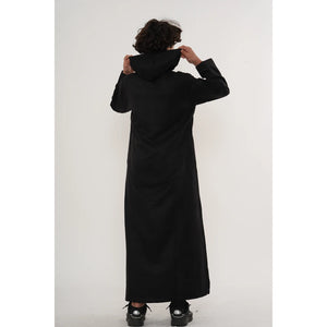 HM12 - Boy's Hooded Suede Emirati Omani Zipped Thobe-TruClothing