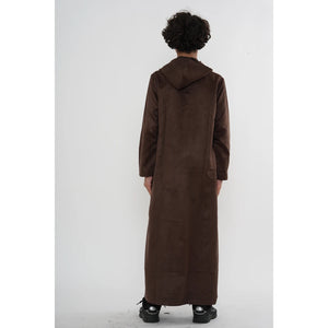 HM12 - Boy's Hooded Suede Emirati Omani Zipped Thobe-TruClothing