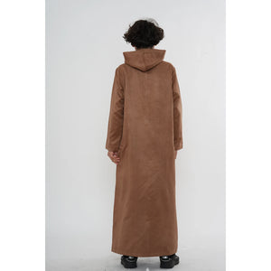 HM12 - Boy's Hooded Suede Emirati Omani Zipped Thobe-TruClothing