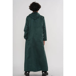 HM12 - Boy's Hooded Suede Emirati Omani Zipped Thobe-TruClothing