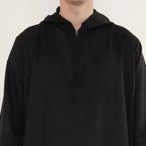 HM12 - Men's Hooded Suede Emirati Omani Zipped Thobe-TruClothing