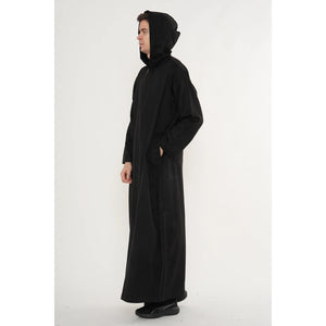 HM12 - Men's Hooded Suede Emirati Omani Zipped Thobe-TruClothing