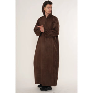 HM12 - Men's Hooded Suede Emirati Omani Zipped Thobe-TruClothing
