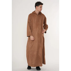 HM12 - Men's Hooded Suede Emirati Omani Zipped Thobe-TruClothing