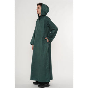 HM12 - Men's Hooded Suede Emirati Omani Zipped Thobe-TruClothing