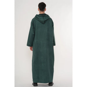 HM12 - Men's Hooded Suede Emirati Omani Zipped Thobe-TruClothing
