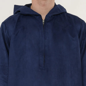 HM12 - Men's Hooded Suede Emirati Omani Zipped Thobe-TruClothing