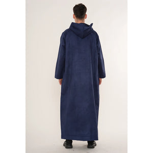 HM12 - Men's Hooded Suede Emirati Omani Zipped Thobe-TruClothing