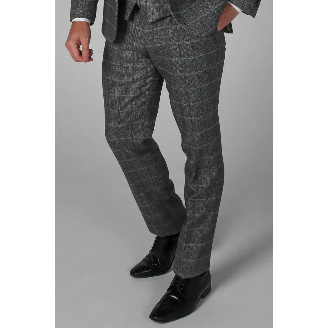 Harris - pantalones de tweed grises para hombres
