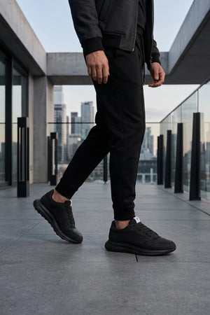 Albany - Men's Black Breathable Mesh Casual Sneakers