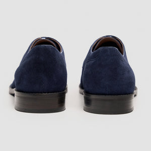 Brera - Men's Navy Suede Classic Lace-Up Derby Shoes