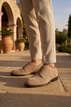 Brera - Men's Sand Suede Classic Lace-Up Derby Shoes