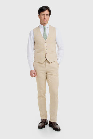 Camden - Men's Beige 3 Piece Check Suit
