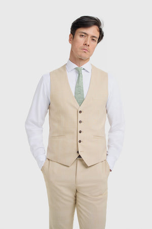 Camden - Men's Beige 3 Piece Check Suit