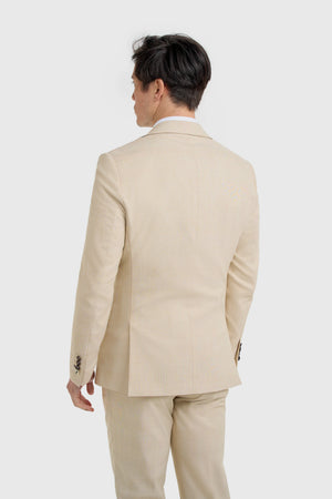 Camden - Men's Beige 3 Piece Check Suit