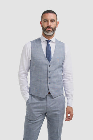 Camden - Men's Blue 3 Piece Check Suit