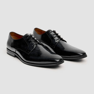 Chester - Men's Black High-Shine Polished Derby Shoes