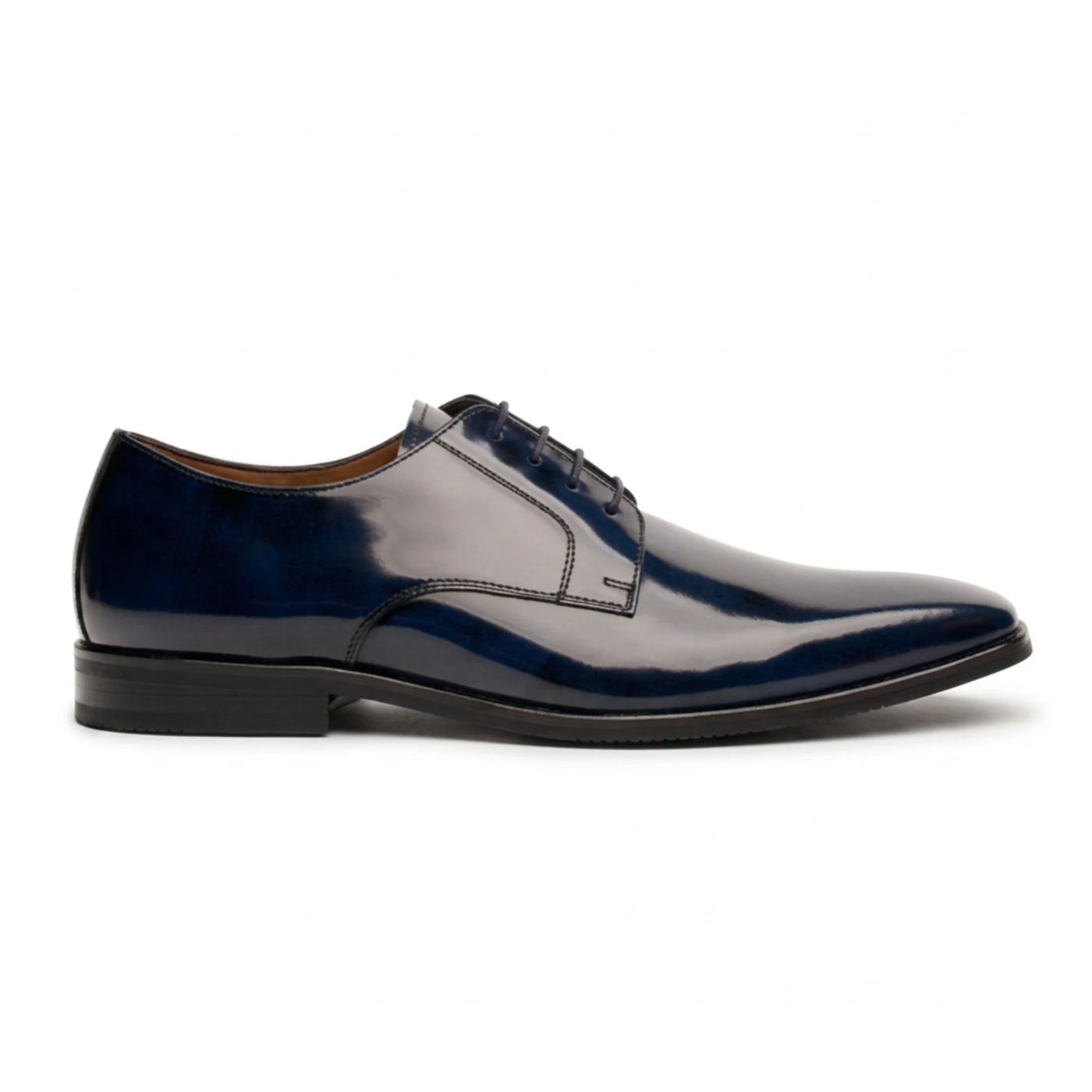 Chester - Men's Navy High-Shine Polished Derby Shoes