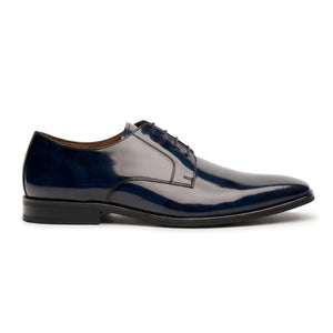 Chester - Men's Navy High-Shine Polished Derby Shoes